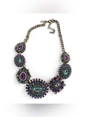 Natasha Couture Elegant Multicolor Rhinestone Statement Necklace